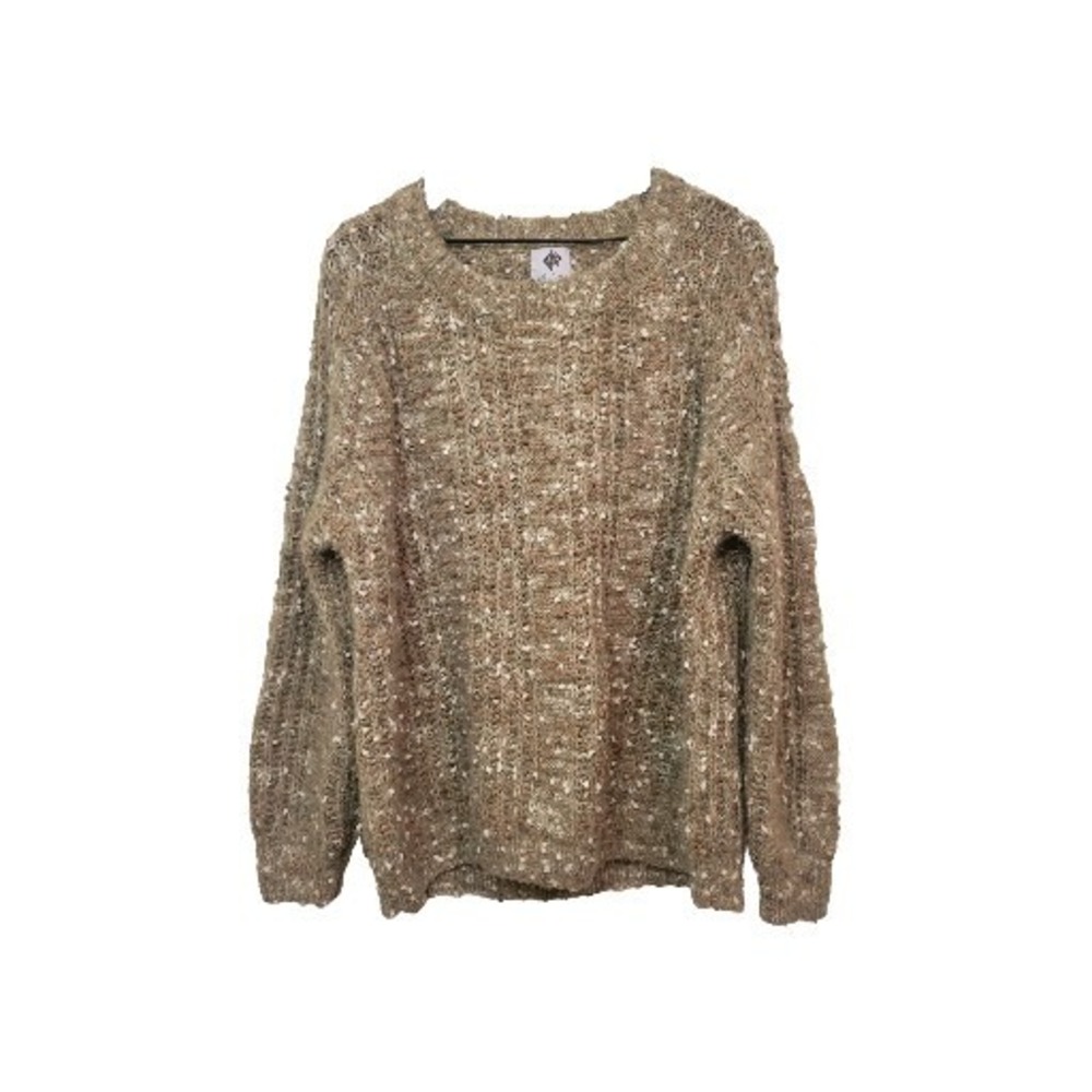 Like Love Womens 2XL Brown Marled Popcorn Knit Oversized Sweater Chunky Boho